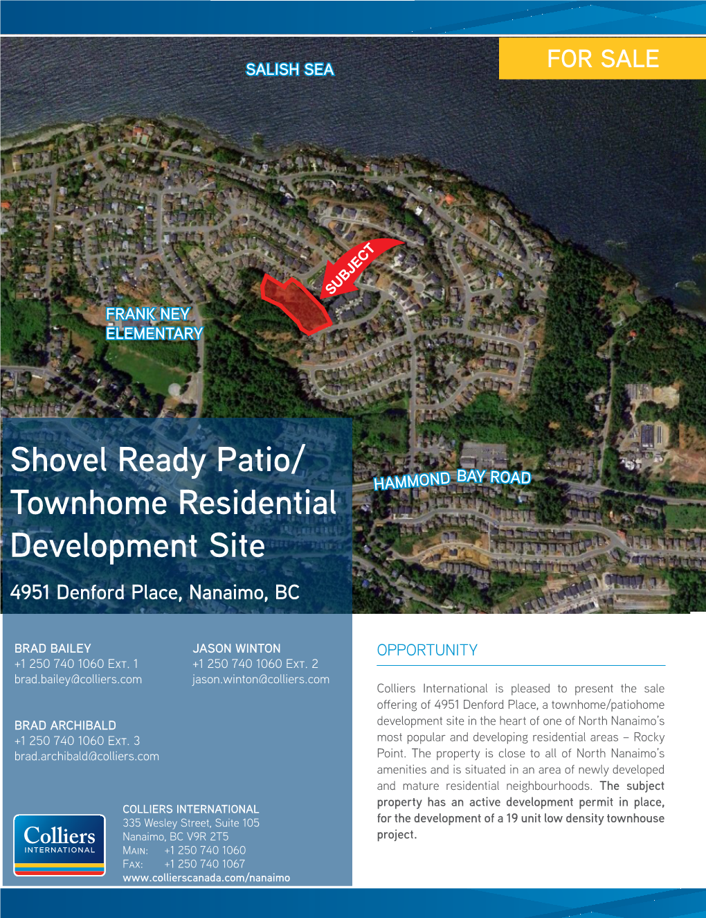 Shovel Ready Patio/ Townhome Residential Development Site 4951 Denford Place, Nanaimo, BC