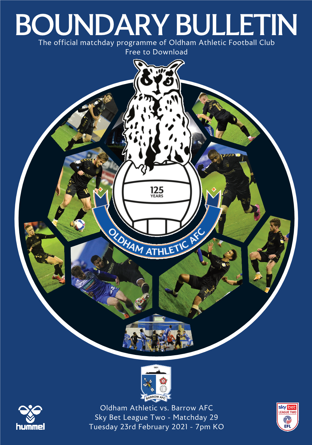 BOUNDARY BULLETIN the Official Matchday Programme of Oldham Athletic Football Club Free to Download