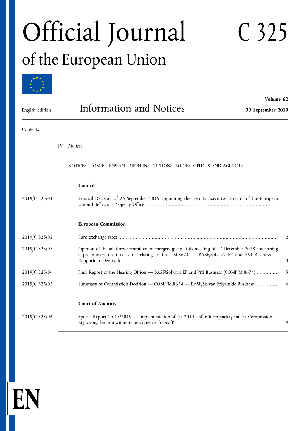 Official Journal C 325 of the European Union