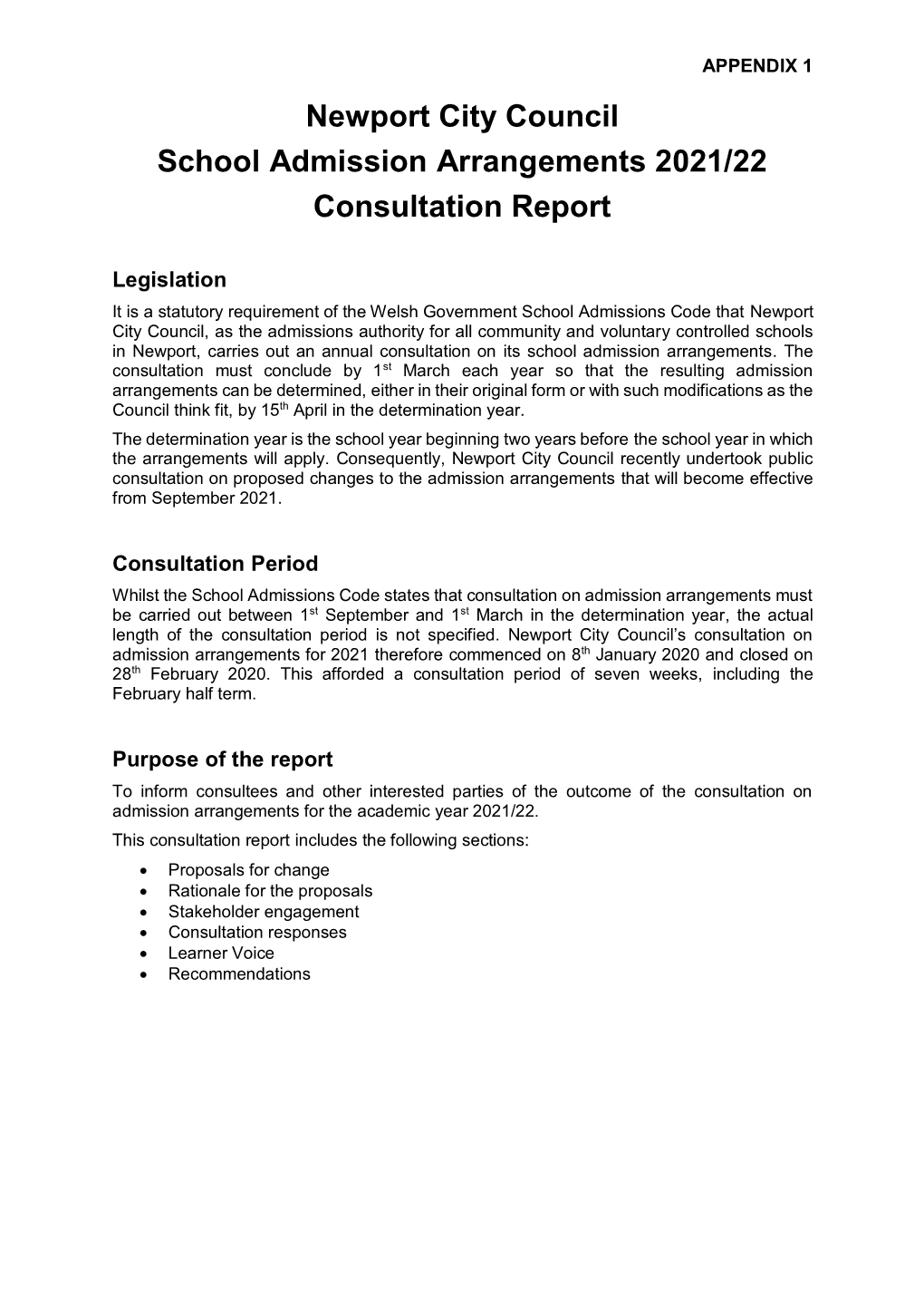 Consultation on Admission Arrangement 2021