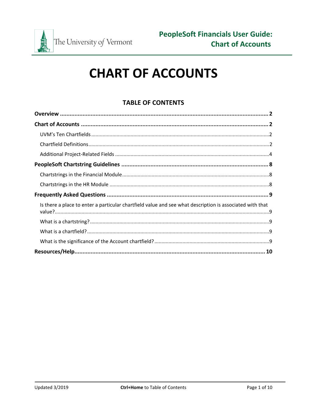 Peoplesoft Financials User Guide: Chart of Accounts - DocsLib