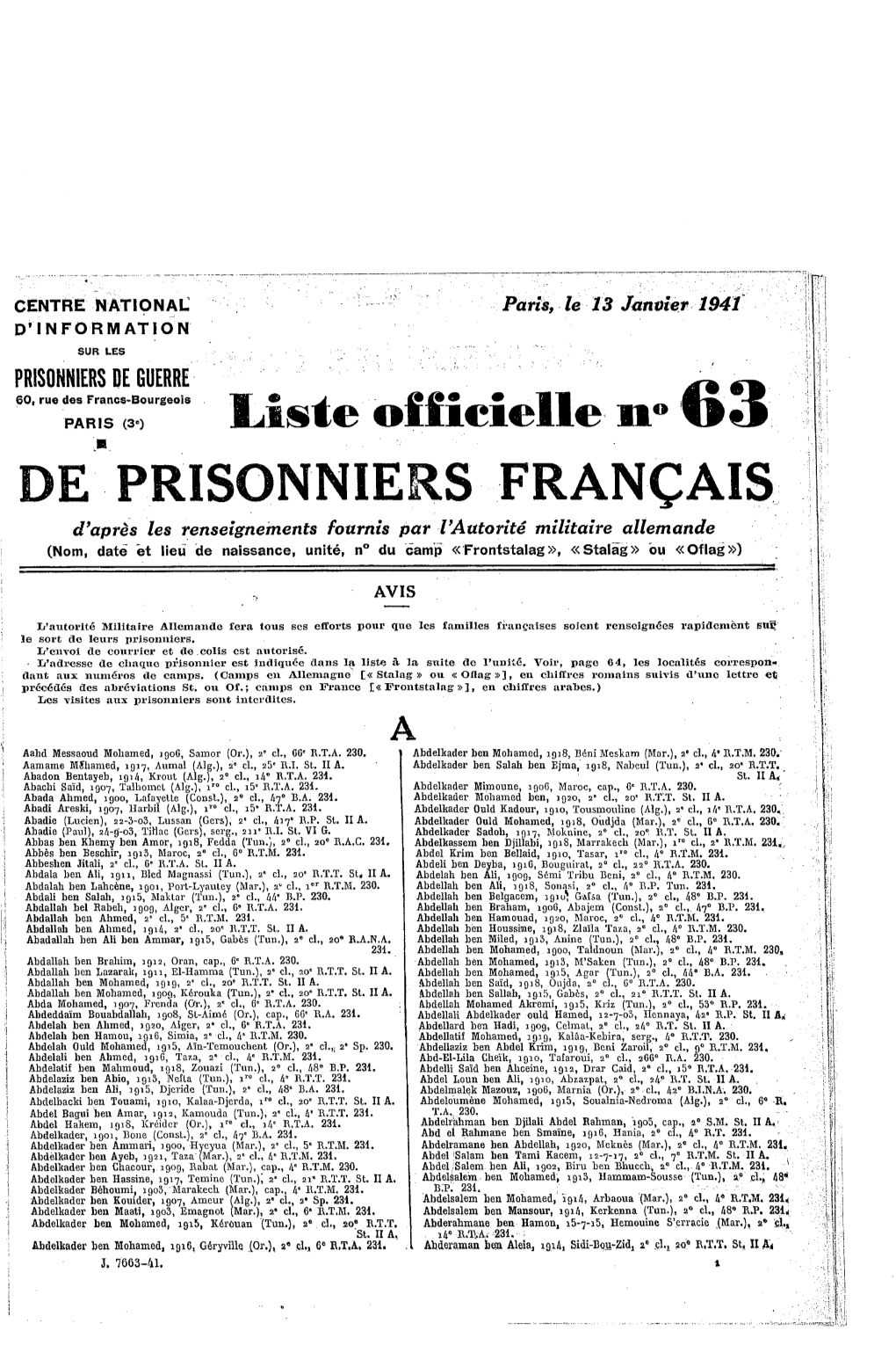 Liste Officielle 63 De Prisonniers Français 13 01 1941.Pdf