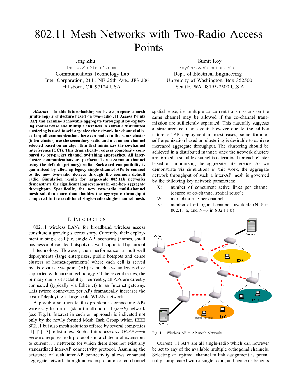 802.11 Mesh Networks with Two-Radio Access Points