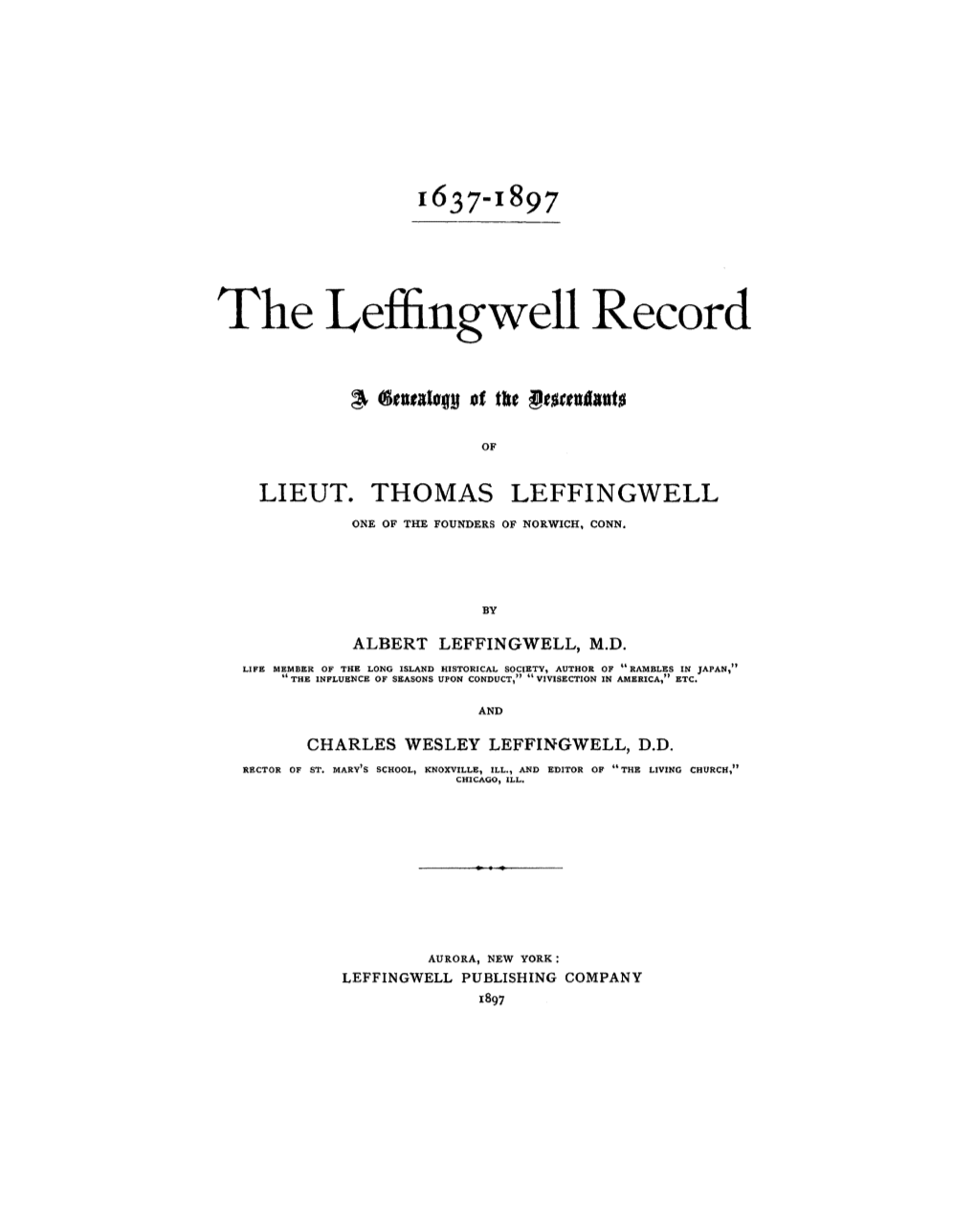 The Leffingwell Record