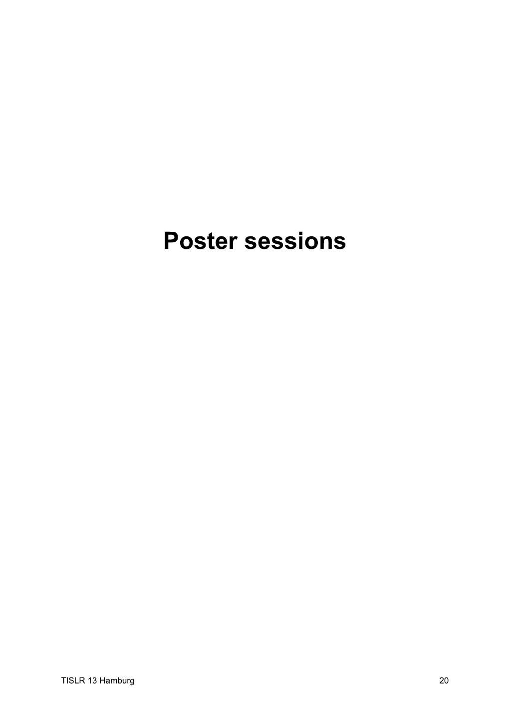 Poster Sessions