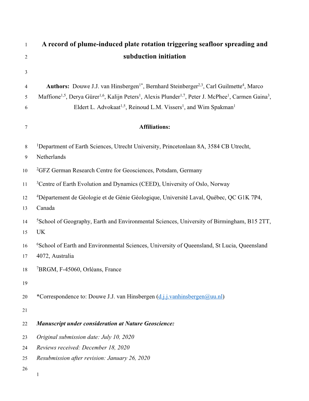 A Record of Plume-Induced Plate Rotation Triggering Seafloor Spreading And