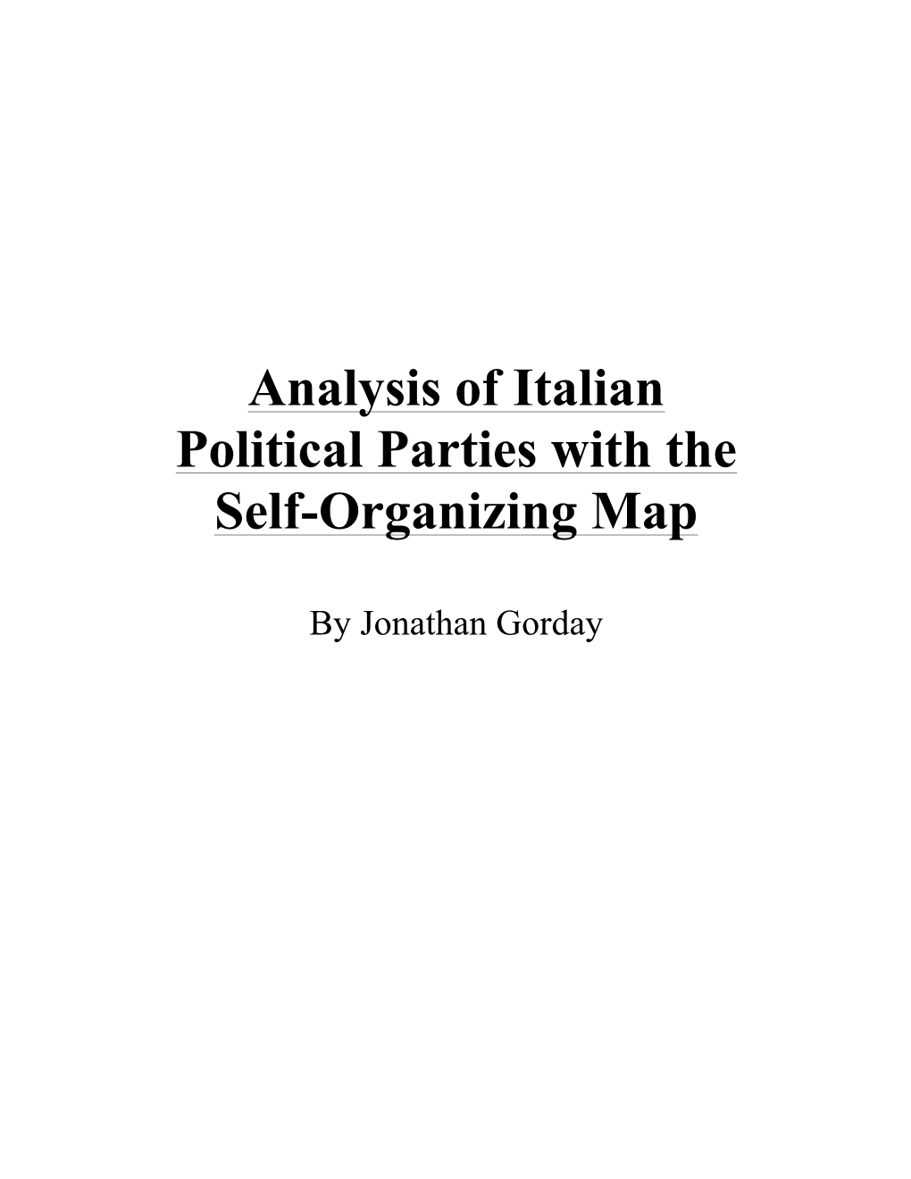 Analysis of Italian Political Parties with the Self-Organizing Map