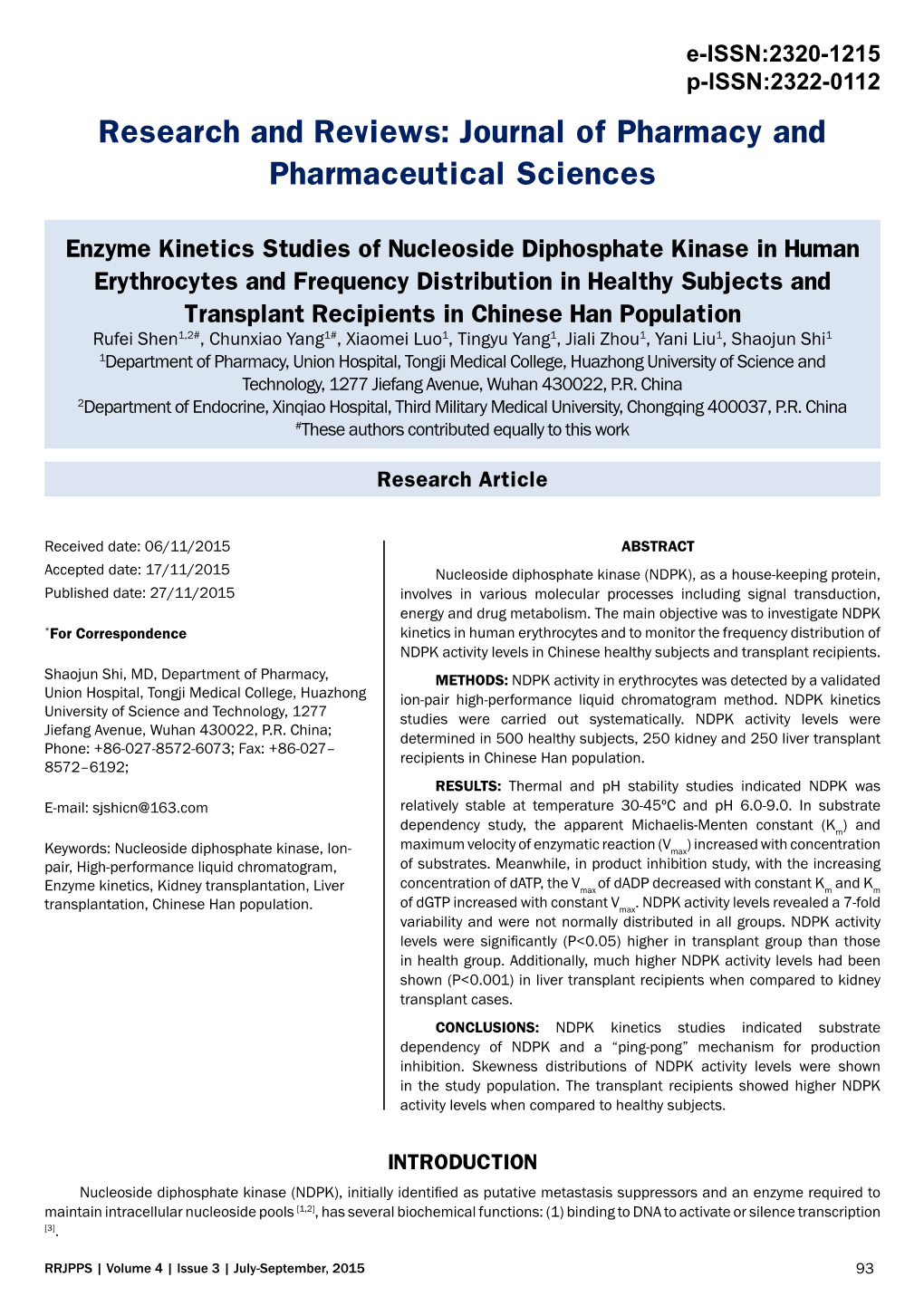 Enzyme Kinetics Studies of Nucleoside Diphosphate Kinase In