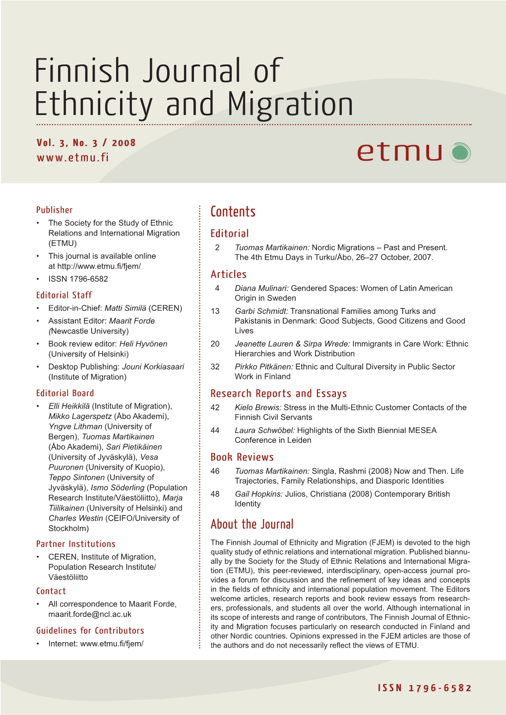 Finnish Journal of Ethnicity and Migration