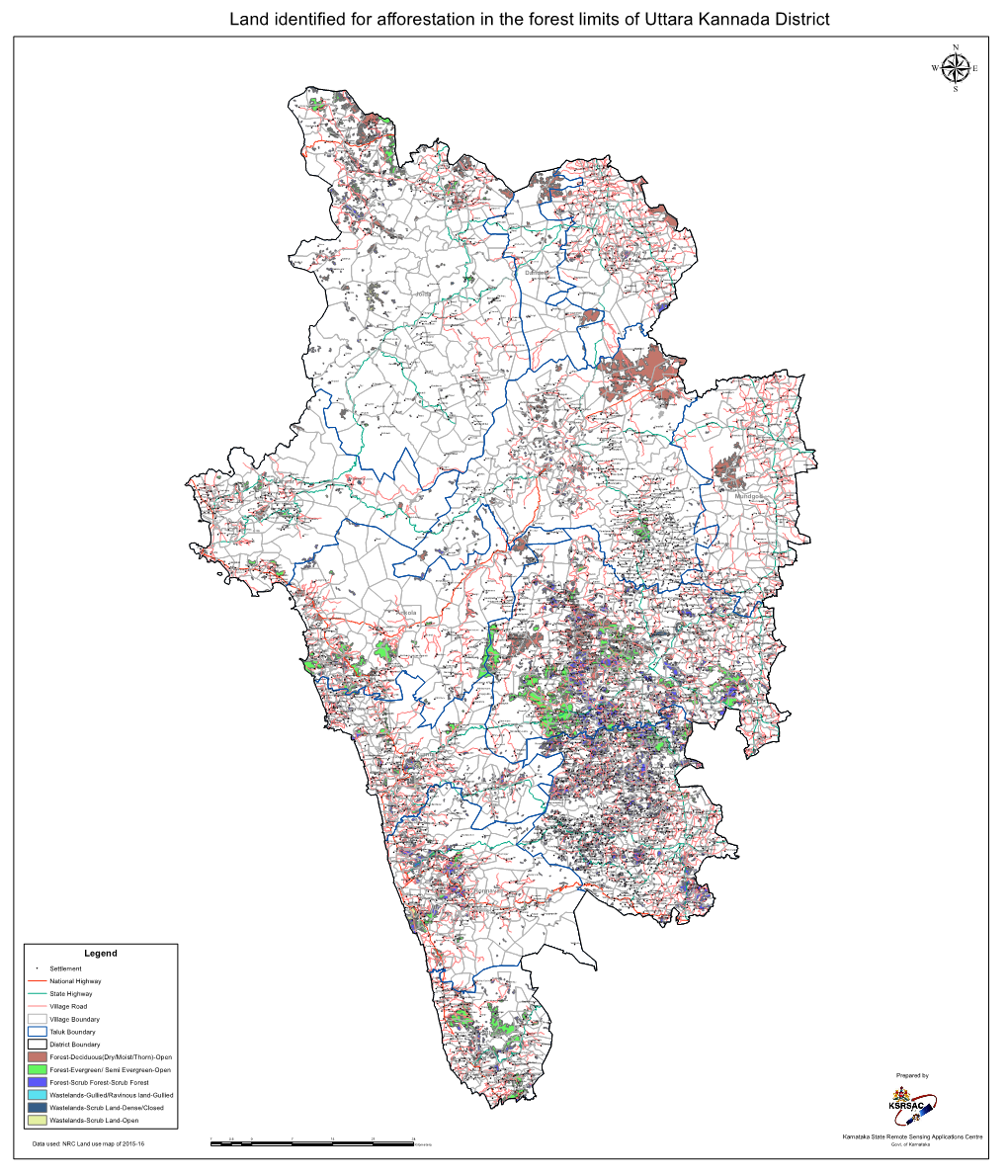 Land Identified for Afforestation in the Forest Limits of Uttara Kannada District