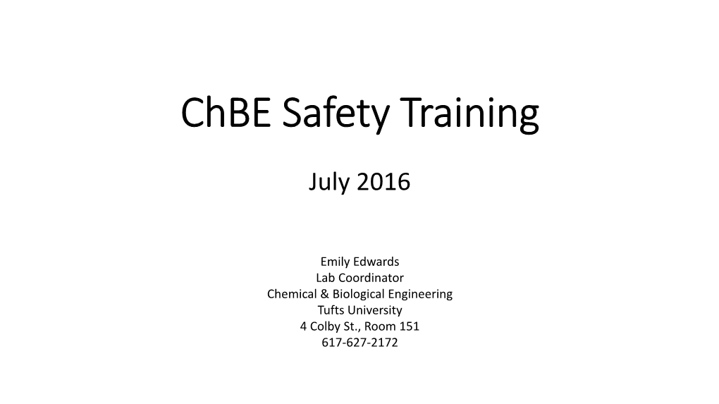 Chbe Safety Training