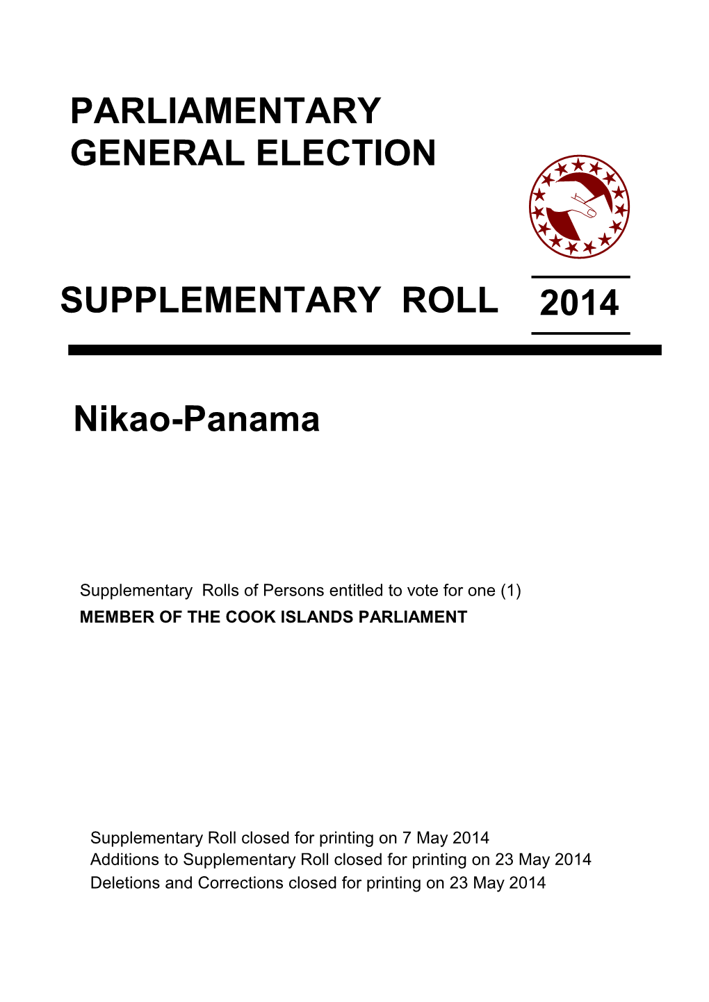 Supplementary Roll 2014