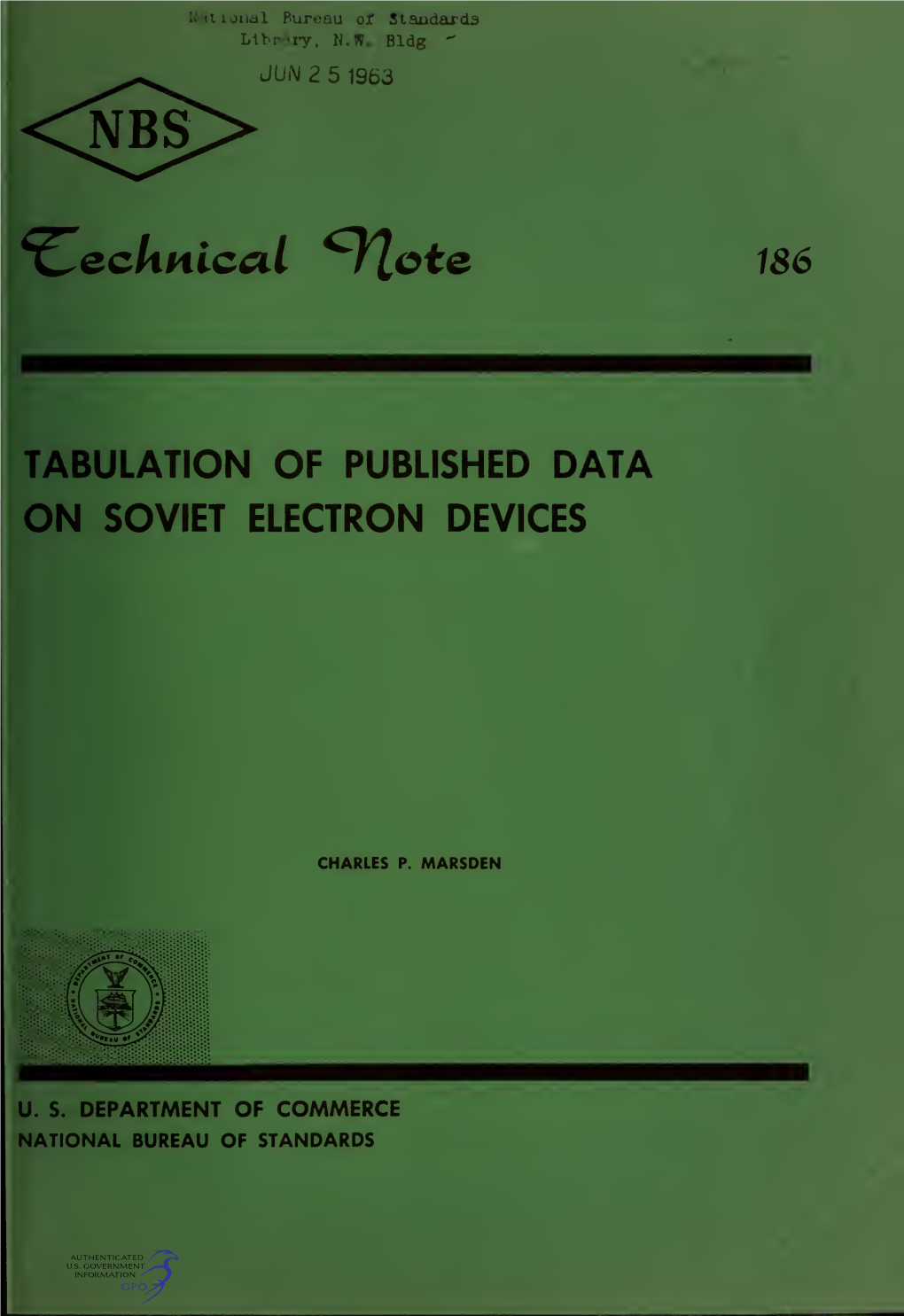 Tabulation of Published Data on Soviet Electron Devices