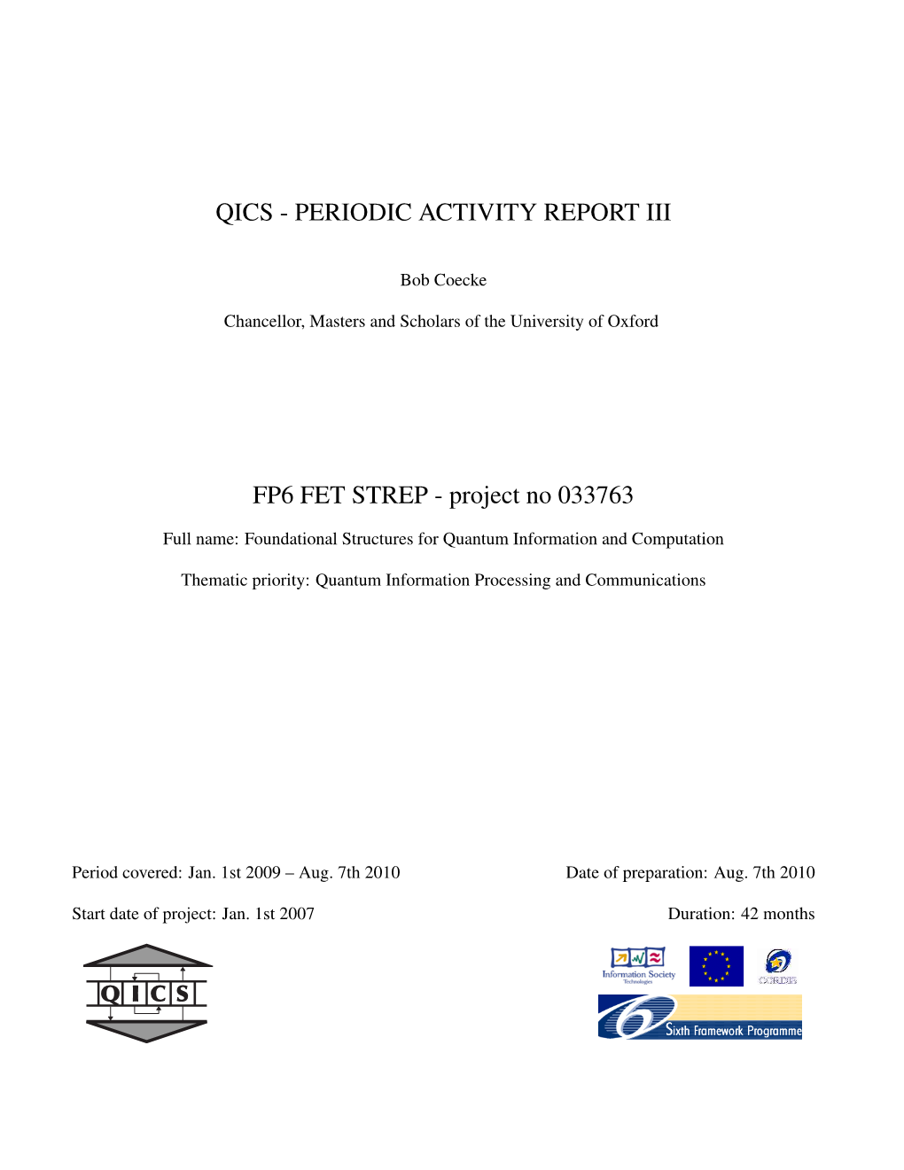 Qics - Periodic Activity Report Iii