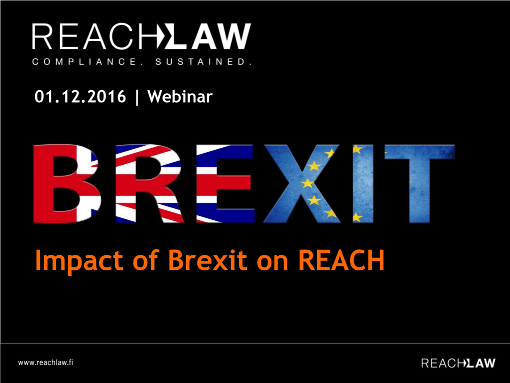 Impact of Brexit on REACH Presenters