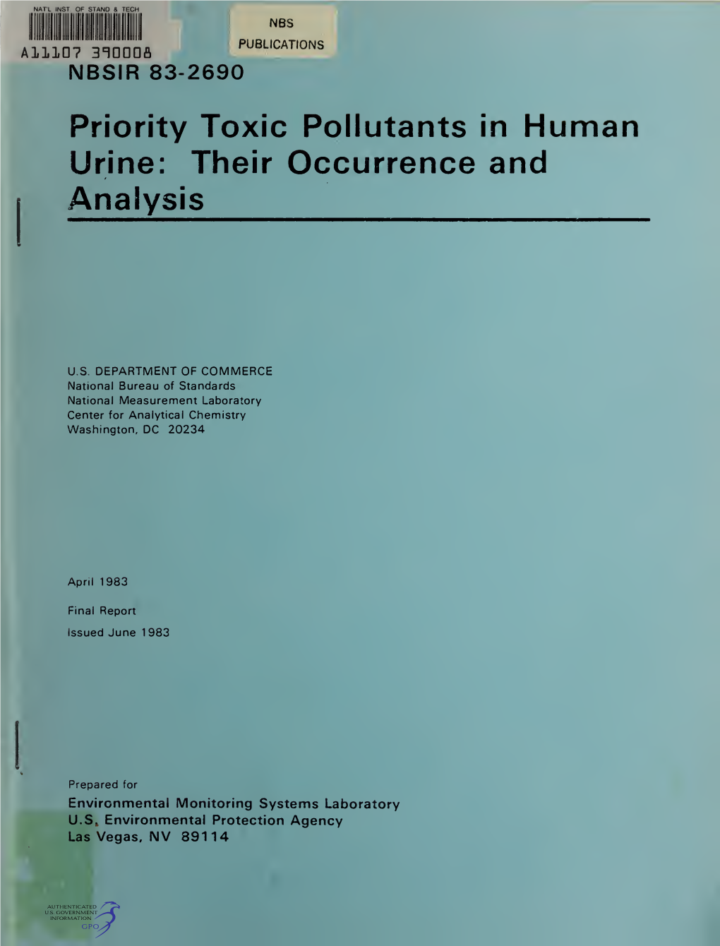 Priority Toxic Pollutants in Human Urine: Their Occurrence and Analysis