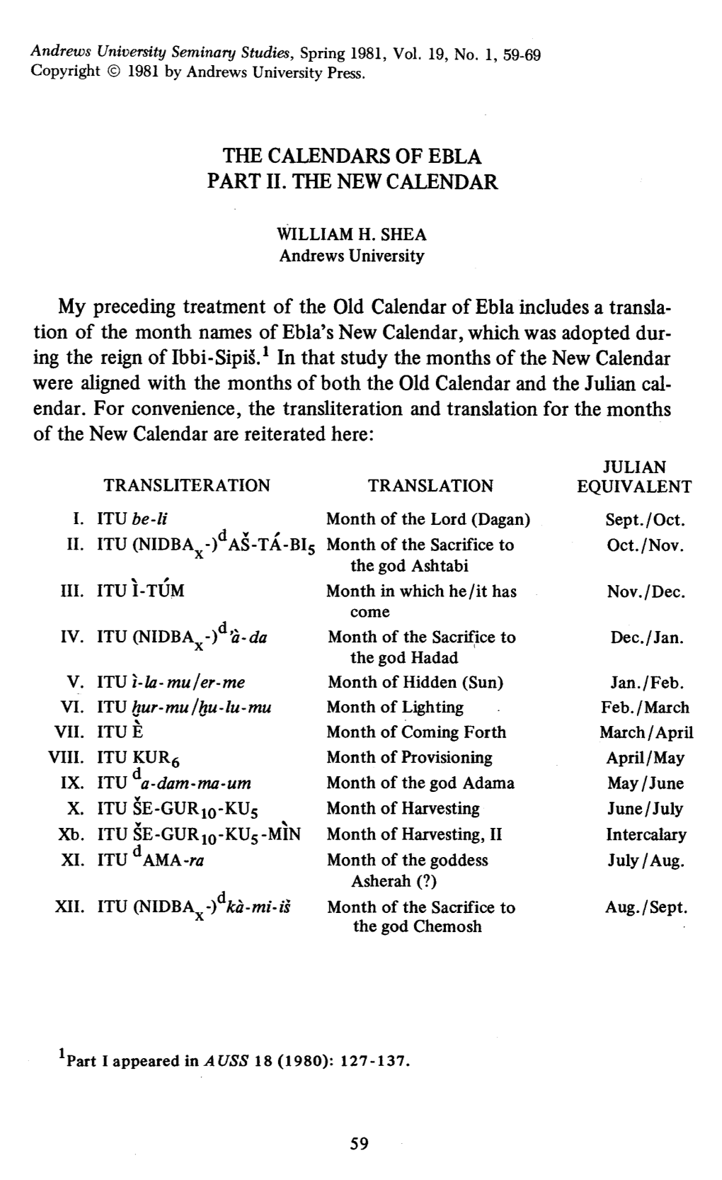 The Calendars of Ebla. Part II. the New Calendar