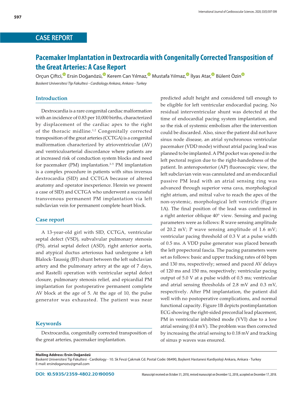 Pacemaker Implantation in Dextrocardia with Congenitally