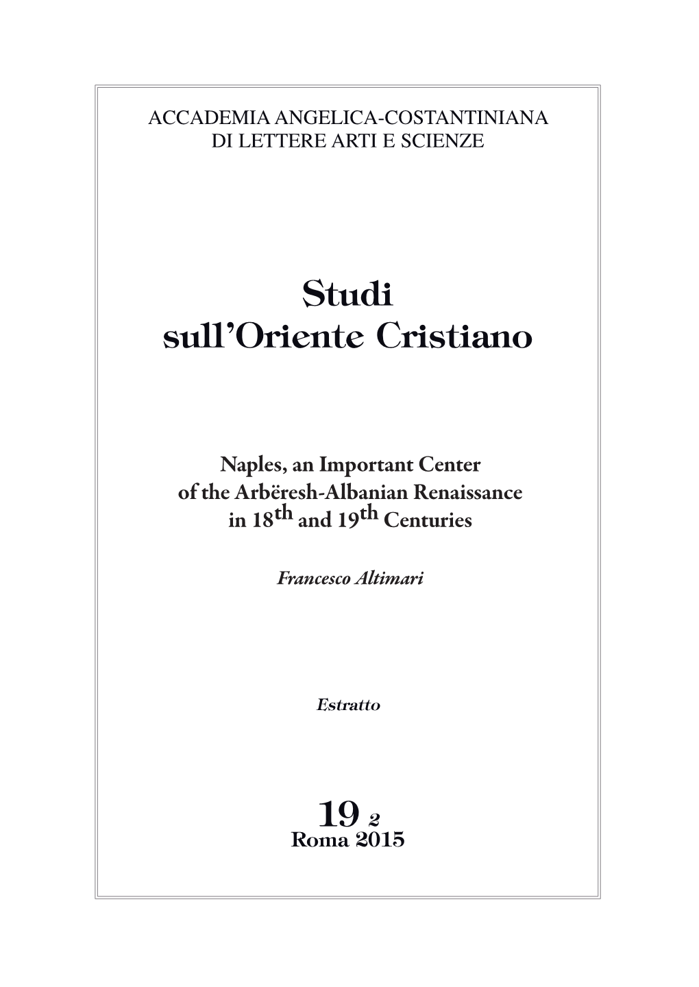 Studi Sull'oriente Cristiano 19 2