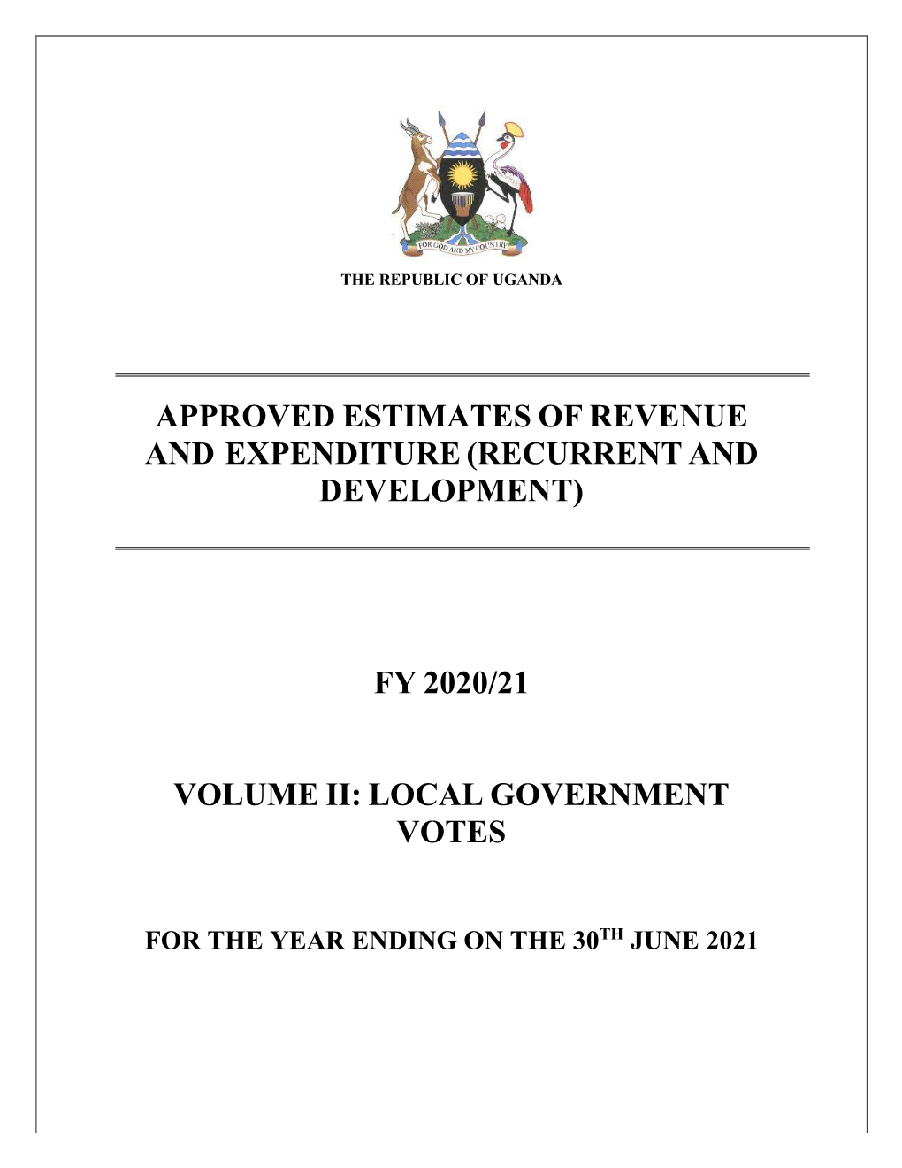 Approved Budget Estimates, Local