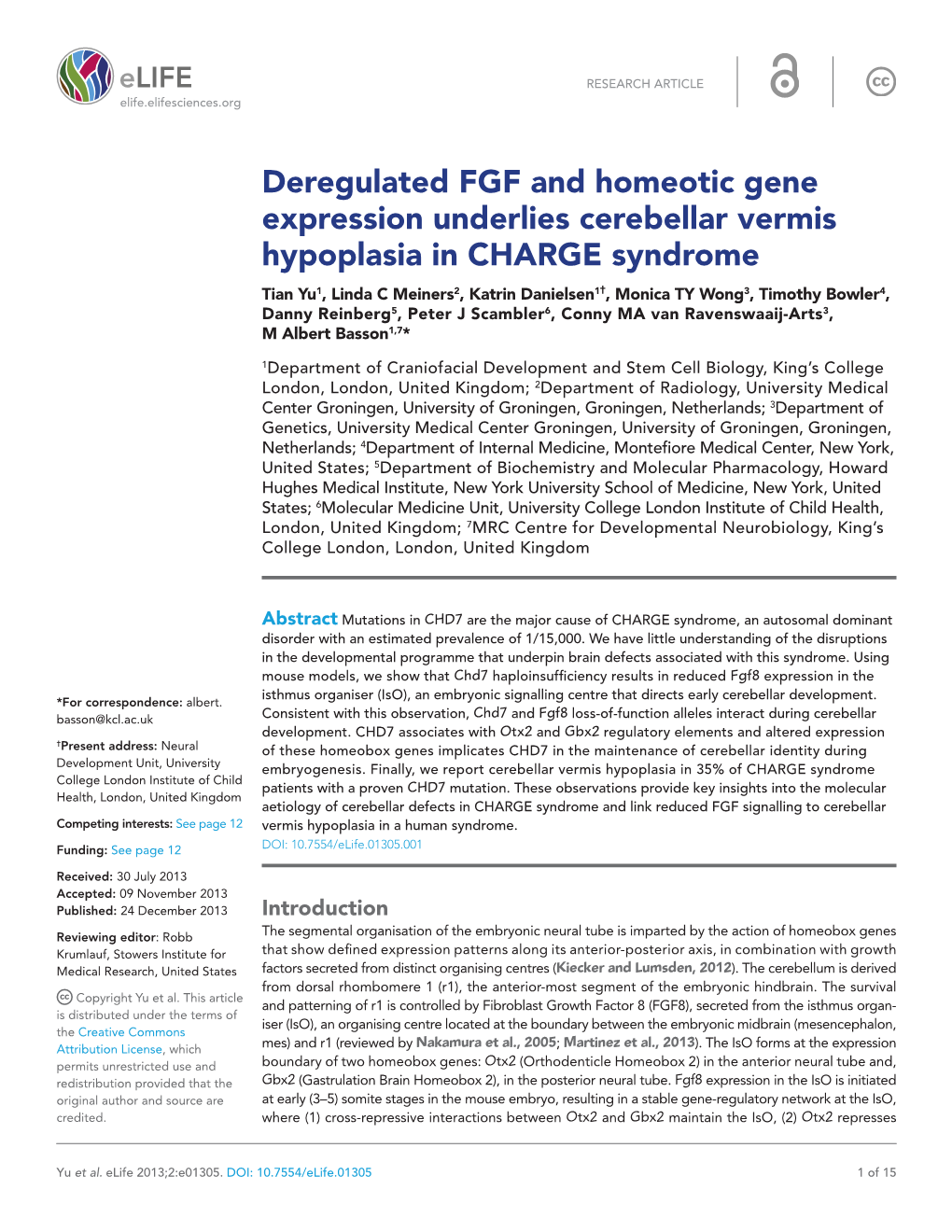 Deregulated FGF and Homeotic Gene Expression Underlies Cerebellar