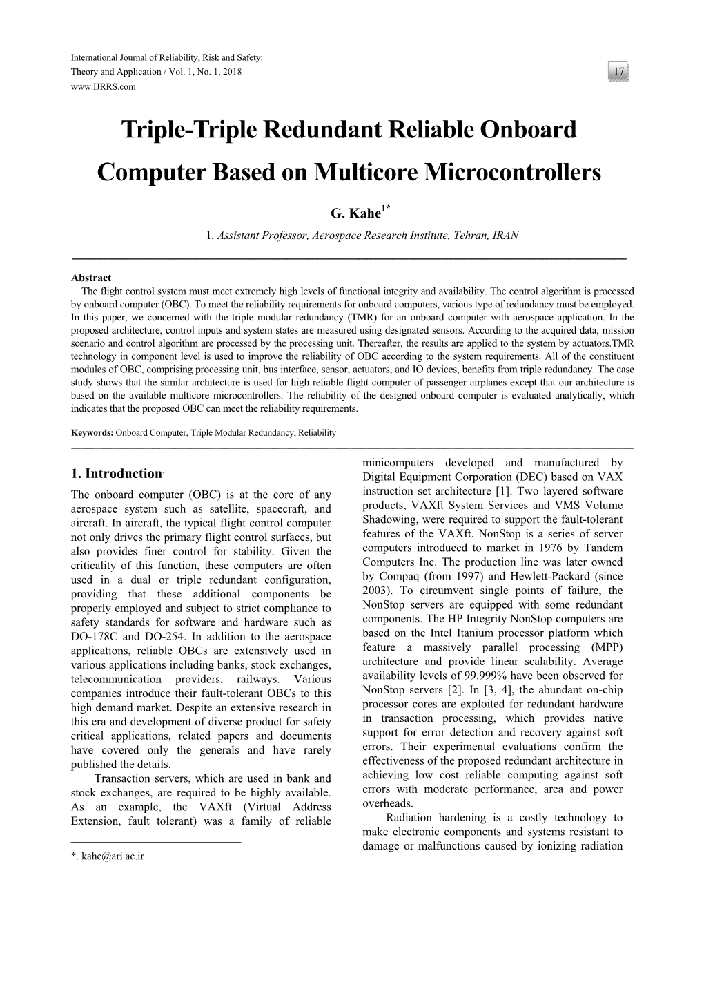 Triple-Triple Redundant Reliable Onboard Computer Based on Multicore Microcontrollers