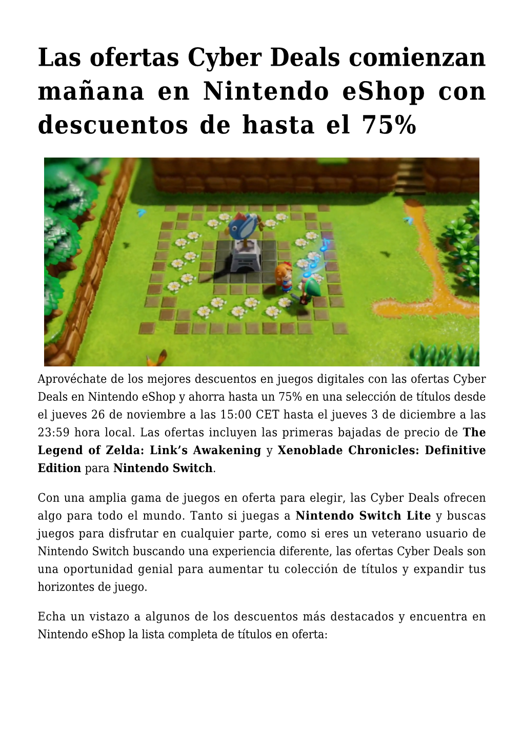 Las Ofertas Cyber Deals Comienzan Mañana En Nintendo Eshop Con Descuentos De Hasta El 75%