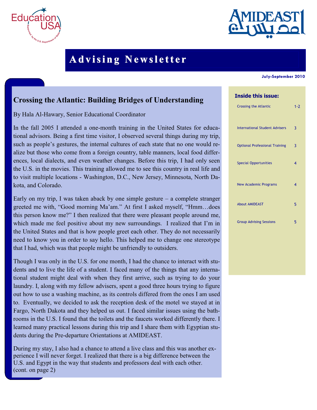 Advising Newsletter Advising Newsletter