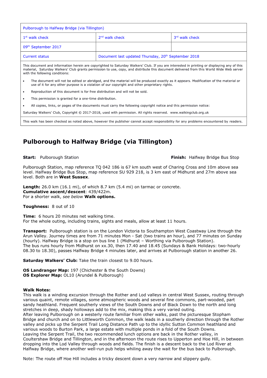 Pulborough to Halfway Bridge (Via Tillington)