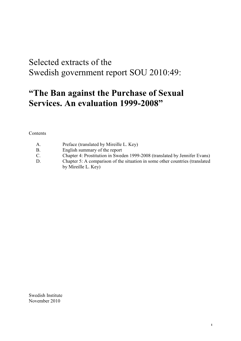 The Ban Against the Purchase of Sexual Services