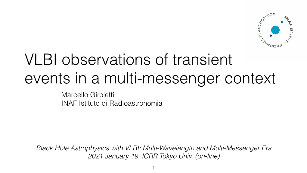 Marcello Giroletti INAF Istituto Di Radioastronomia