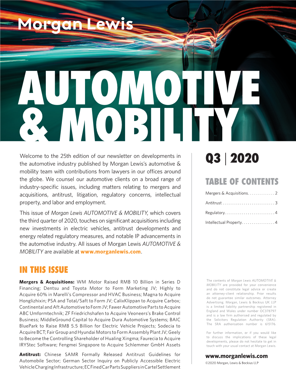 Q3 | 2020 Mobility Team with Contributions from Lawyers in Our Offices Around the Globe