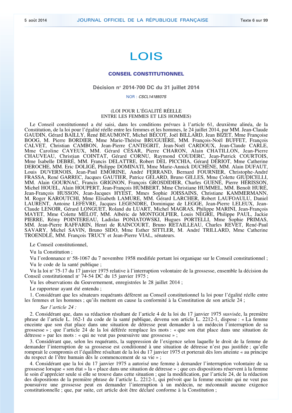 JOURNAL OFFICIEL DE LA RÉPUBLIQUE FRANÇAISE Texte 6 Sur 99