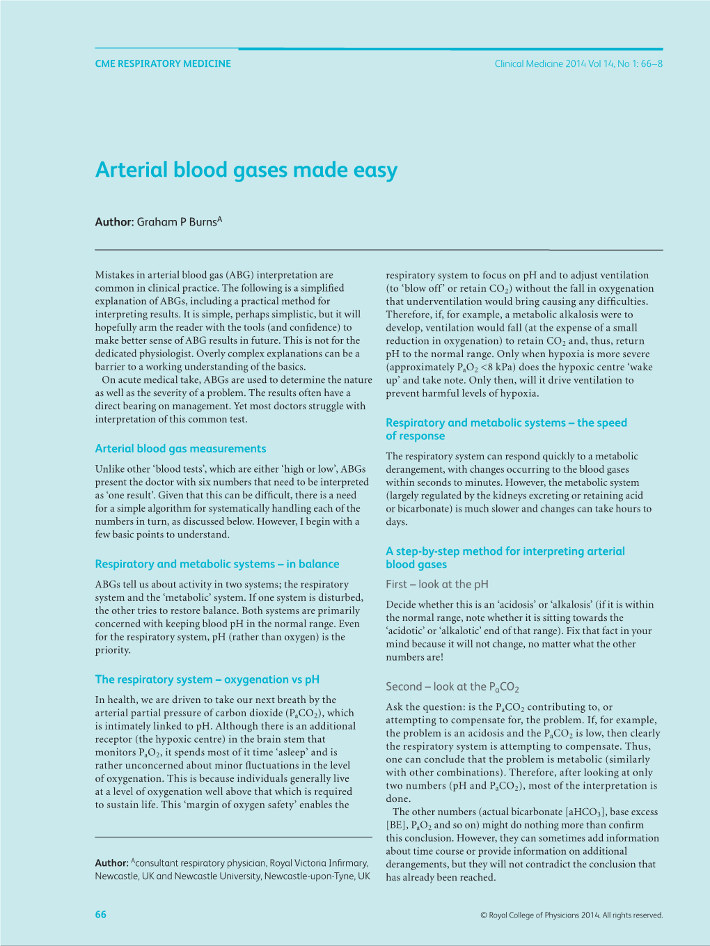 Arterial Blood Gases Made Easy