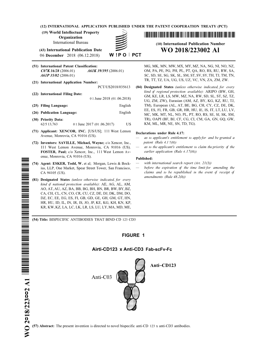 WO 2018/223002 Al 06 December 2018 (06.12.2018) W ! P O PCT