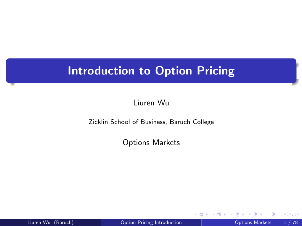 Introduction to Option Pricing