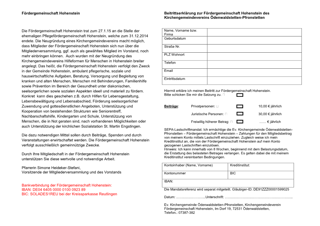 Beitrittserklärung Fördergemeinschaft Hohenstein