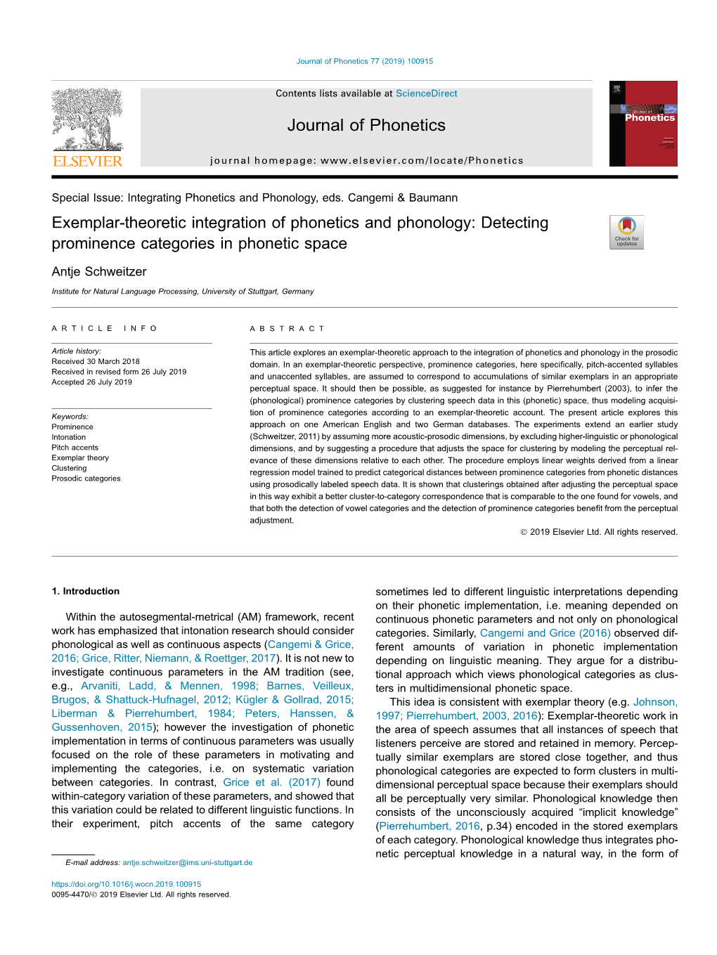 Exemplar-Theoretic Integration of Phonetics and Phonology: Detecting Prominence Categories in Phonetic Space