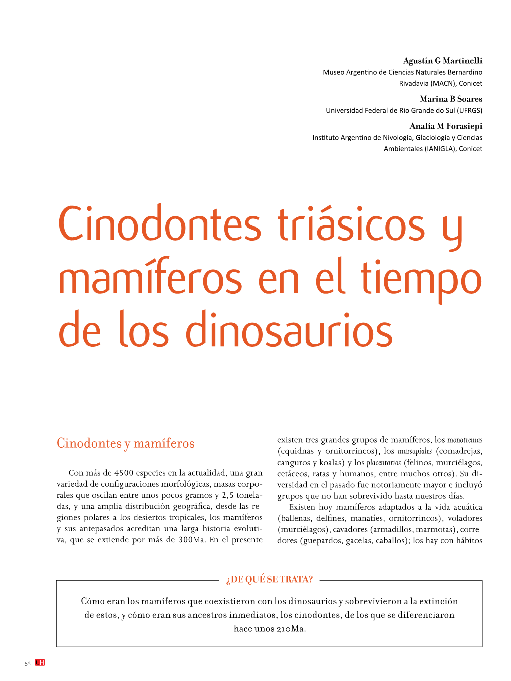Cinodontes Triásicos Y Mamíferos En El Tiempo De Los Dinosaurios