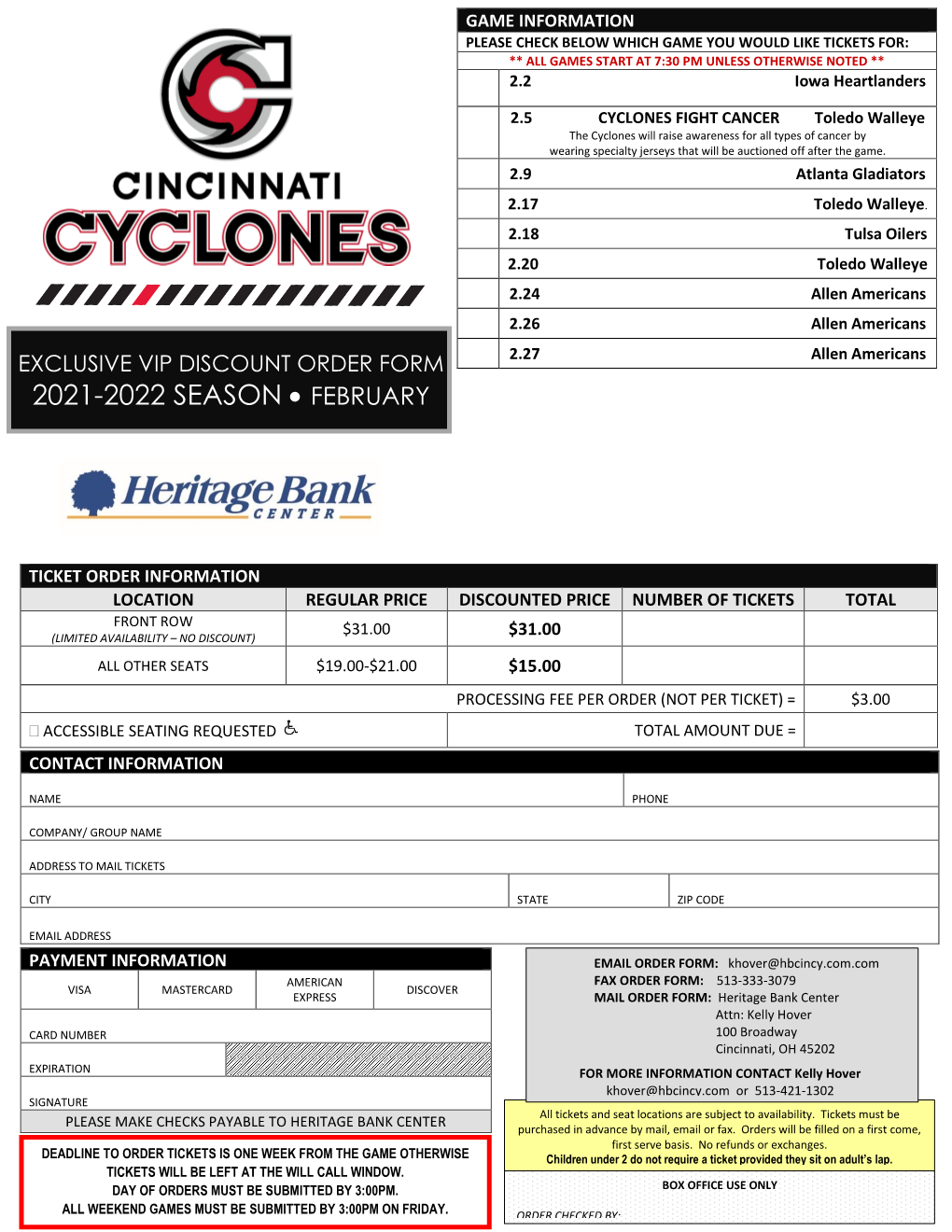 ORDER FORM 2.27 Allen Americans