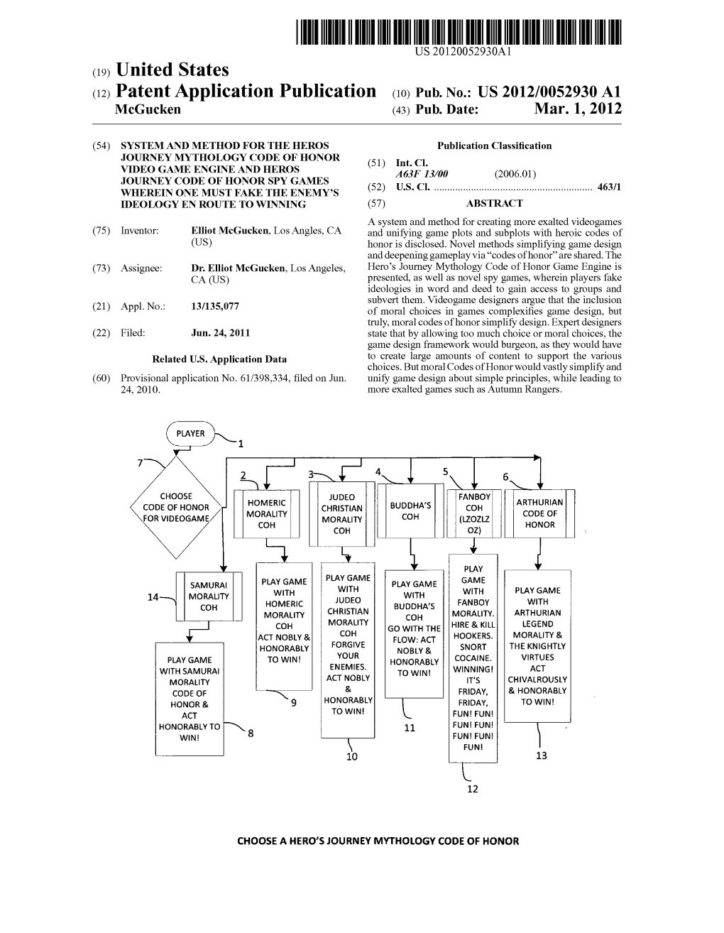 (12) Patent Application Publication (10) Pub. No.: US 2012/0052930 A1 Mcgucken (43) Pub