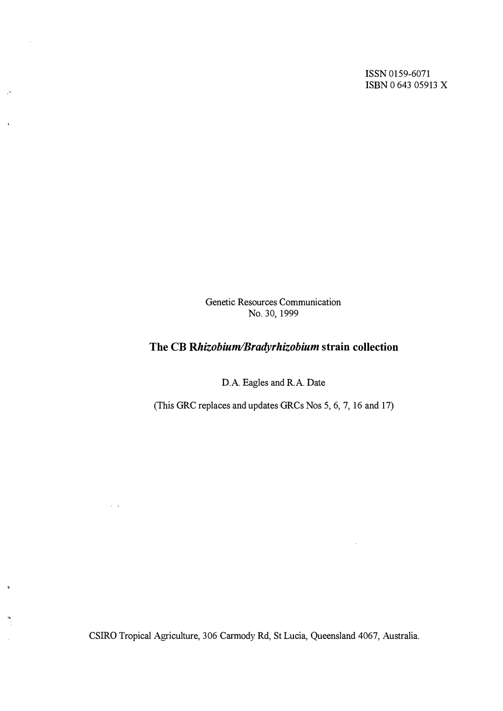 The CB Rhizohium/Bradyrhizobium Strain Collection