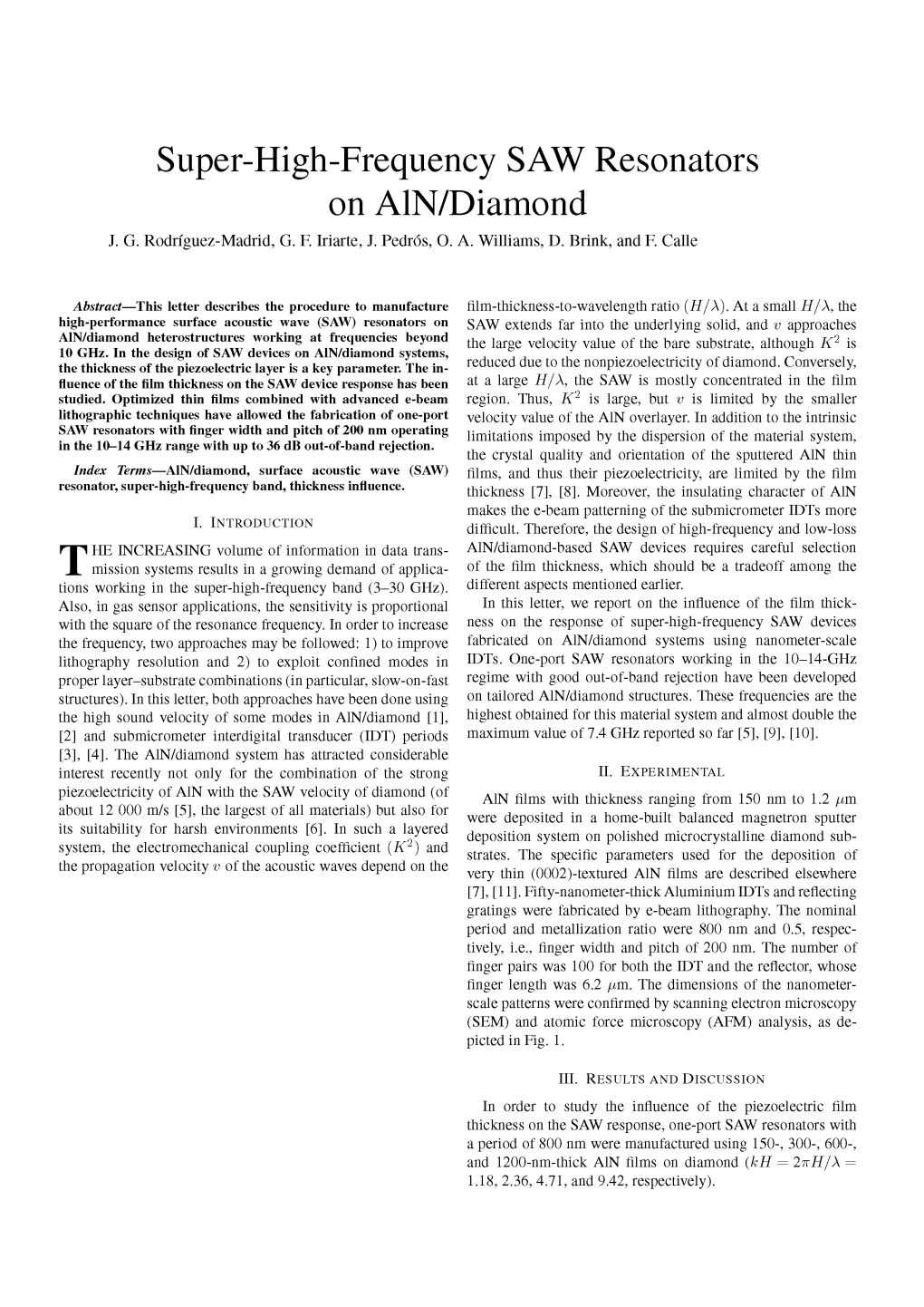 Super-High-Frequency SAW Resonators on AIN/Diamond J