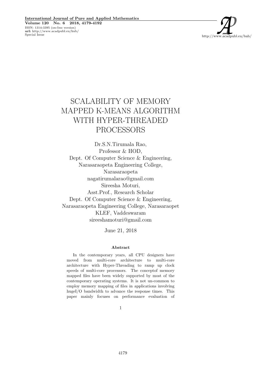 Scalability of Memory Mapped K-Means Algorithm with Hyper-Threaded Processors