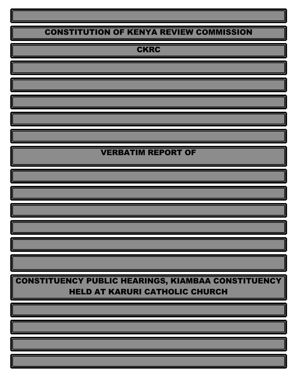 Constitution of Kenya Review Commission Ckrc Verbatim