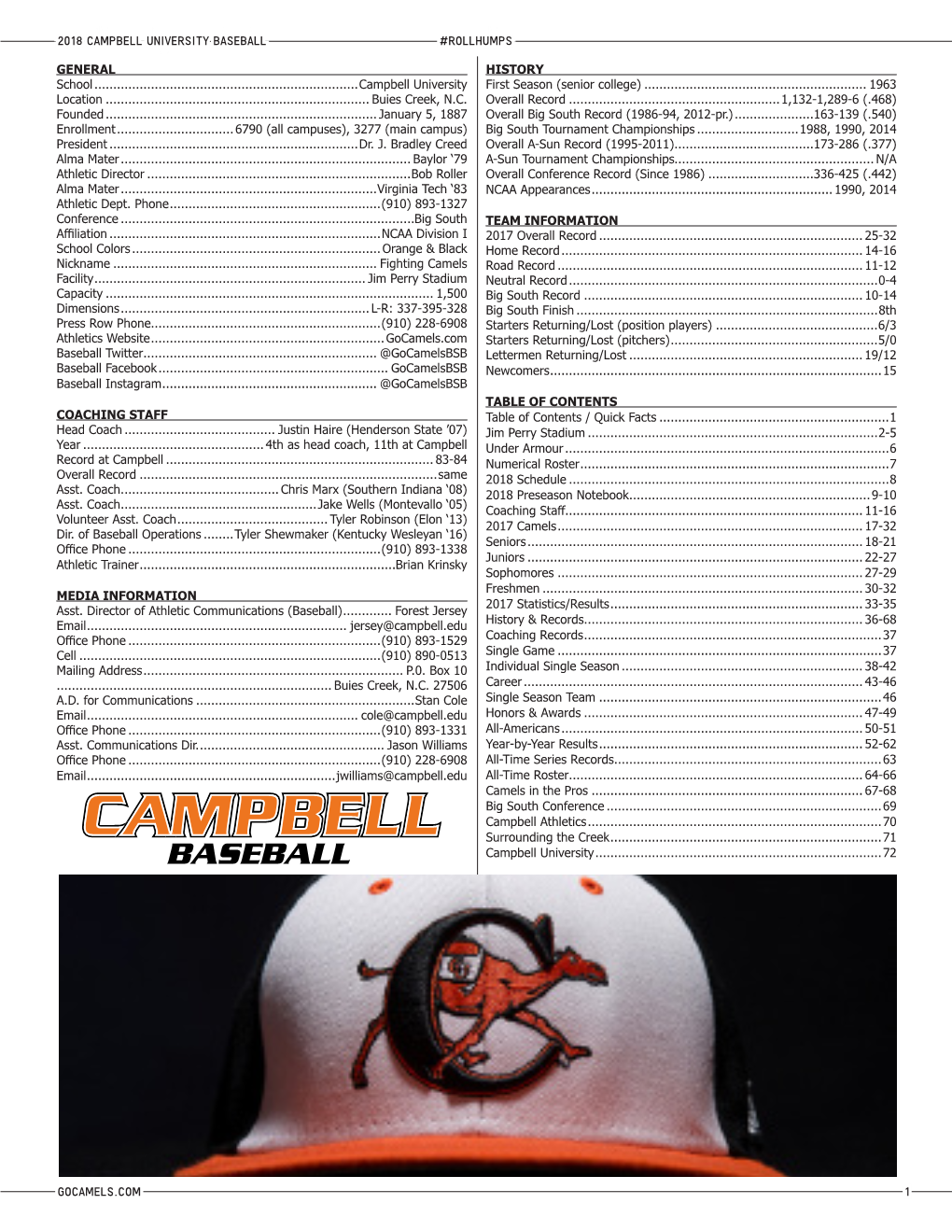 Gocamels.Com 1 2018 Campbell University Baseball