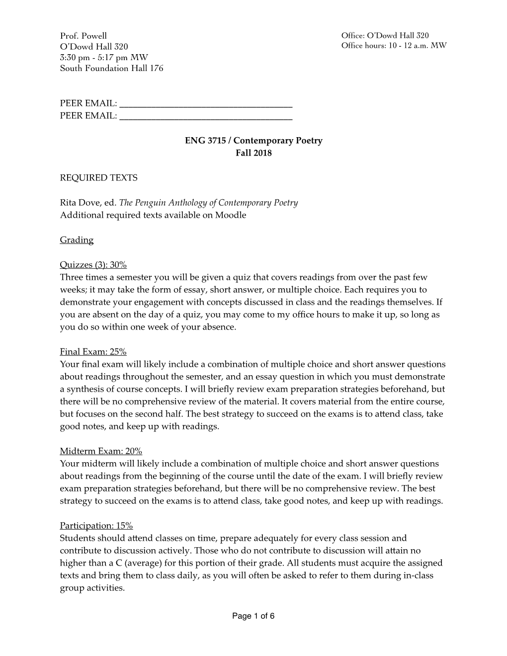 3715 Cont Poetry Syllabus Fall 18