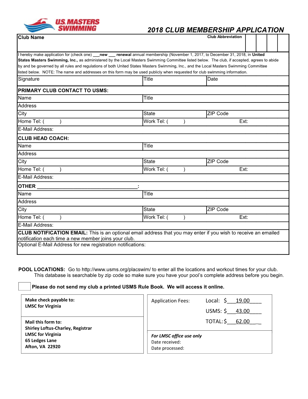 2003 Club Membership Application