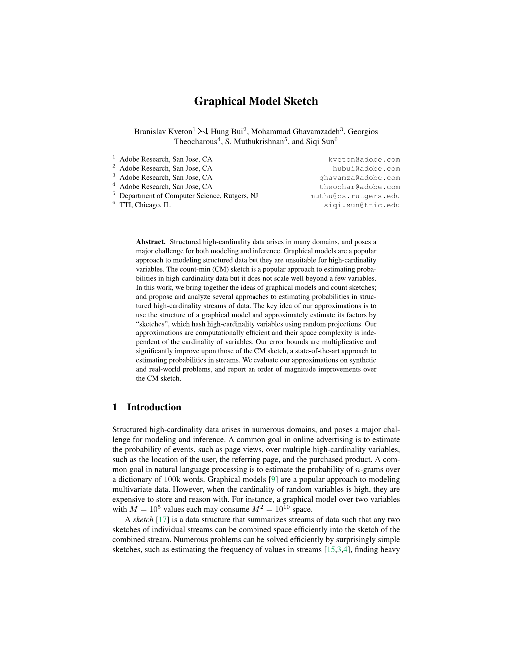 Graphical Model Sketch