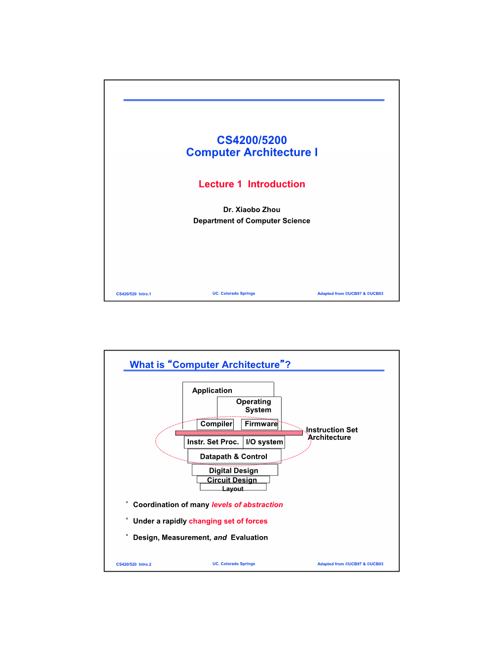 CS4200/5200 Computer Architecture I